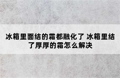 冰箱里面结的霜都融化了 冰箱里结了厚厚的霜怎么解决